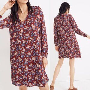 Madewell - Button-Back Dress Antique Floral J9275 | Medium | Burgundy